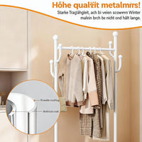 GARVEE Kleiderständer auf Rollen mit Ablagekorb, Metall Garderobenständer mit 360° drehbaren Rädern, Großer Stauraum für Schlafzimmer & Büro, Weiß, 100 x 175 cm