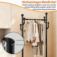 GARVEE Kleiderständer auf Rollen mit Ablagekorb, Metall Garderobenständer mit 360° drehbaren Rädern, Großer Stauraum für Schlafzimmer & Büro, Schwarz, 80 x 175 cm