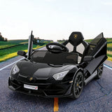 GARVEE 12V Lamborghini Kinderauto Elektrofahrzeug, Mit Eltern-Fernbedienung, LED-Beleuchtung, Soundsystem und Federung, Kinder Elektroauto für Jungen und Mädchen von 3–8 Jahren, Schwarz - Schwarz
