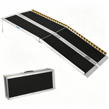 Garvee Rollstuhlrampe 152 cm aus Aluminium, Tragbare Auffahrrampe mit Rutschfester Oberfläche und Reflektierenden Streifen, Bis 272 kg Tragkraft, für Zuhause & Schwellen, Gelb - 