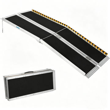 GARVEE Rollstuhlrampe 183 cm aus Aluminium, Tragbare Auffahrrampe mit Rutschfester Oberfläche und Reflektierenden Streifen, Bis 272 kg Tragkraft, Für Zuhause & Schwellen