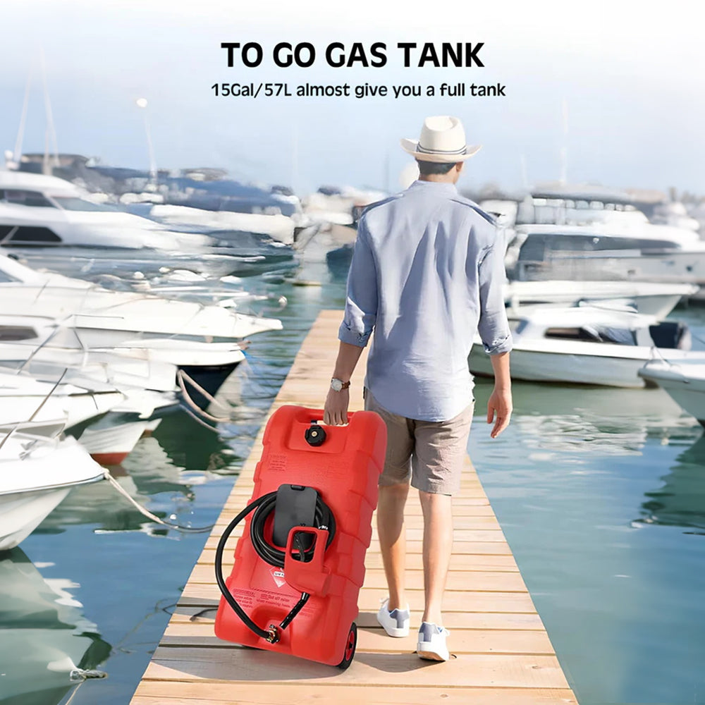 Garvee 15-Gallonen Kraftstofftank mit Pumpe – Tragbarer HDPE Benzinbehälter mit Rädern