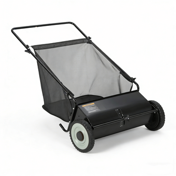 Garvee Rasenkehrer 66 cm Mit 4 Bürsten, 200 L Beutel, Höhenverstellbar, Stahlrahmen, Schwarz