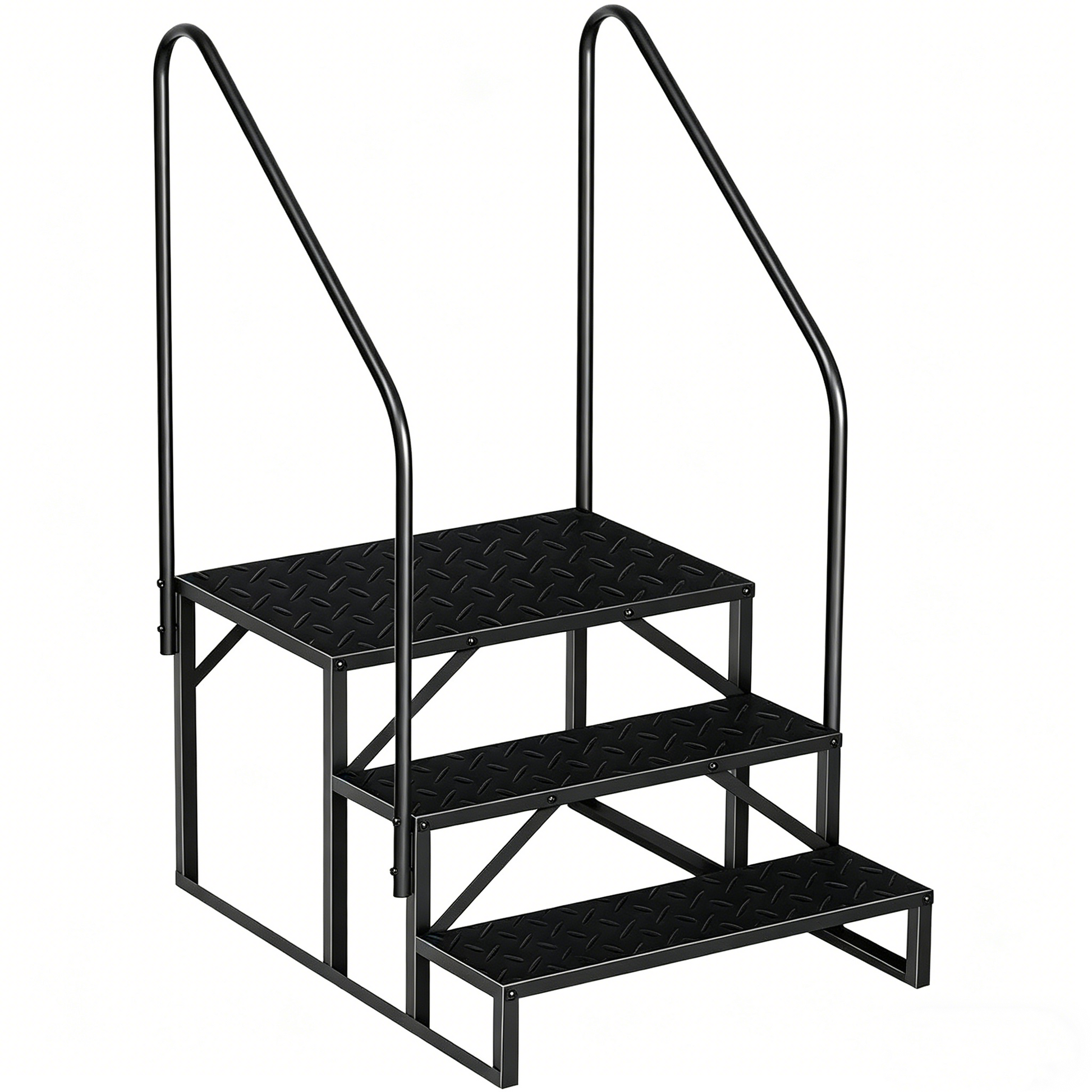 Garvee Wohnmobil Treppe 3 Stufen Mit Handlauf, 300 Kg Tragkraft, Rutschfest, Stahl, Tragbar