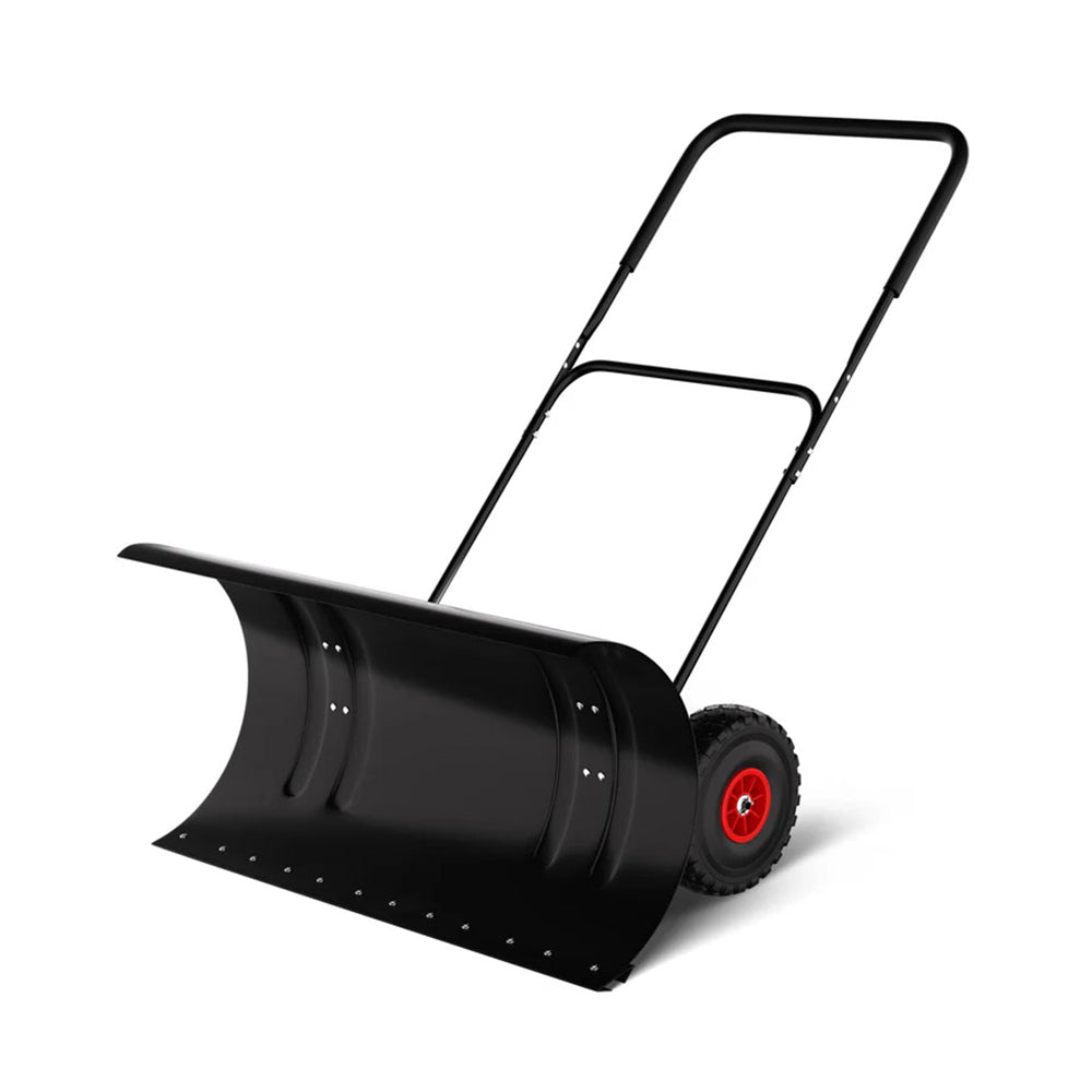 Garvee Schwerlast Schneeschieber mit Rädern 75 cm – Verstellbare Klinge & Griffhöhe, Ergonomisch, Schwarz