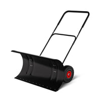 Garvee Schwerlast Schneeschieber mit Rädern 75 cm – Verstellbare Klinge & Griffhöhe, Ergonomisch, Schwarz
