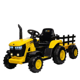 Garvee Gelb Elektrotraktor für Kinder 3-8 Jahre, 12V Battery, Mit Fernsteuerung & Anhänger - Gelb
