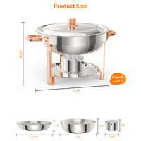 Garvee 6er Set Runde Chafing Dishes 5QT Edelstahl Rose Gold Warmhalteplatten Rundes Design Für Catering Hochzeit Event