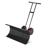 Garvee Schneeschieber mit Rädern 90×40 cm – Doppelstange, Stahlklinge, Verstellbarer Griff, Gummiräder - Schwarz