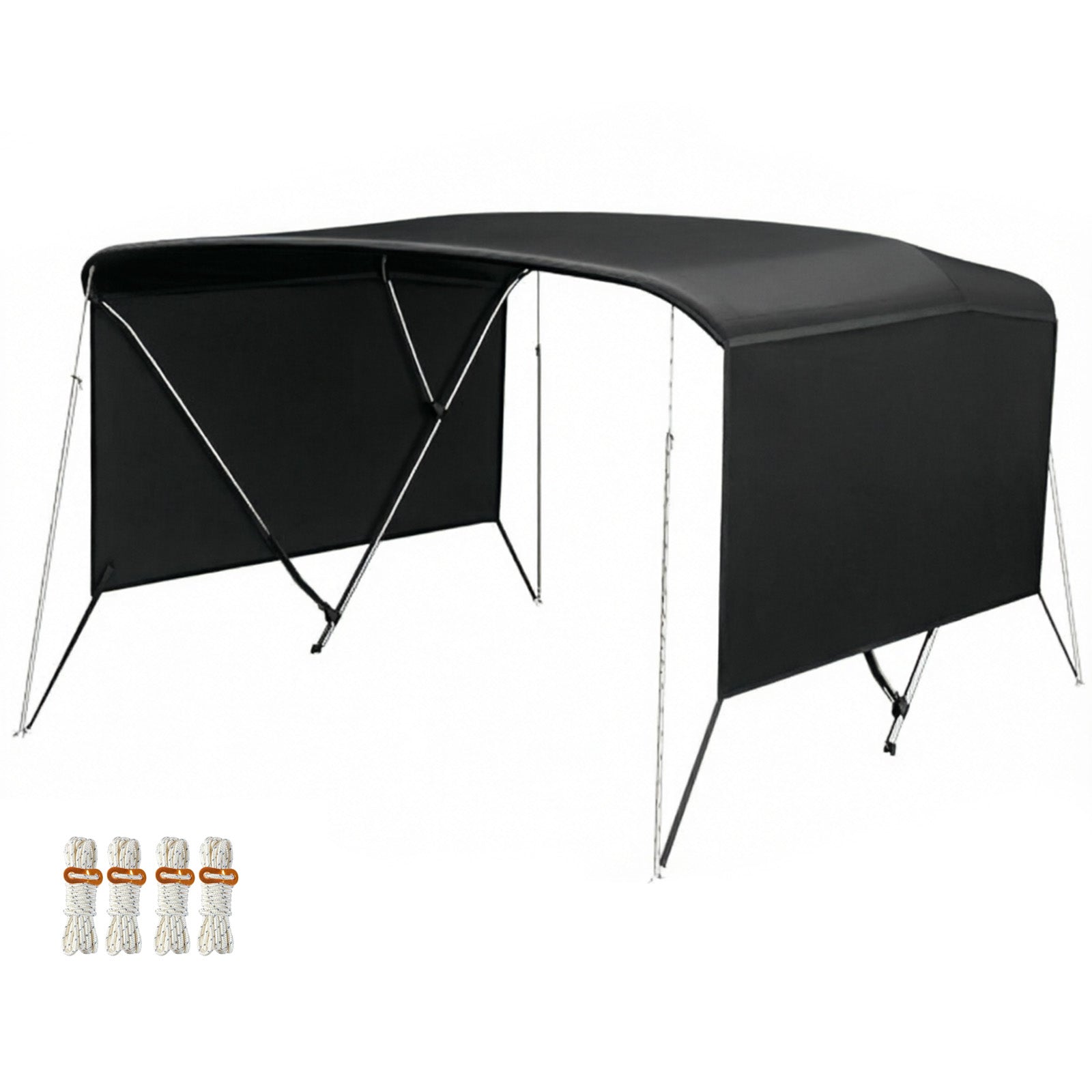 Garvee 3-Bogen-Bimini-Top-Bootsabdeckung, Abnehmbare Seiten, Verstellbar, Marine Canvas, UV-Schutz, Verstellbar 137–152 cm, Schwarz