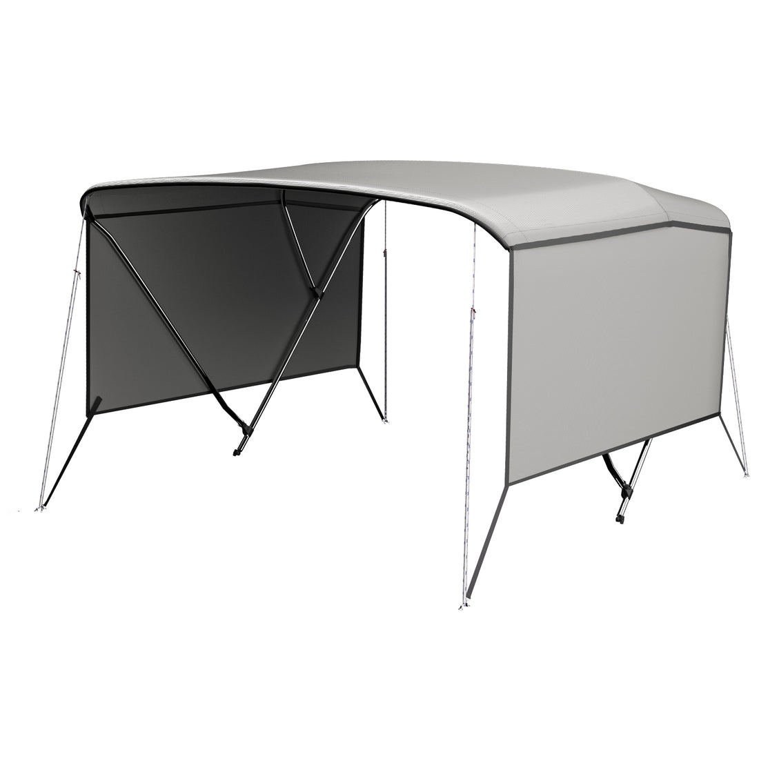 Garvee Bimini Top 3-Bogen, Abnehmbare Seiten, Verstellbar, Marine Canvas, UV-Schutz, Verstellbar 201–213 cm, Grau