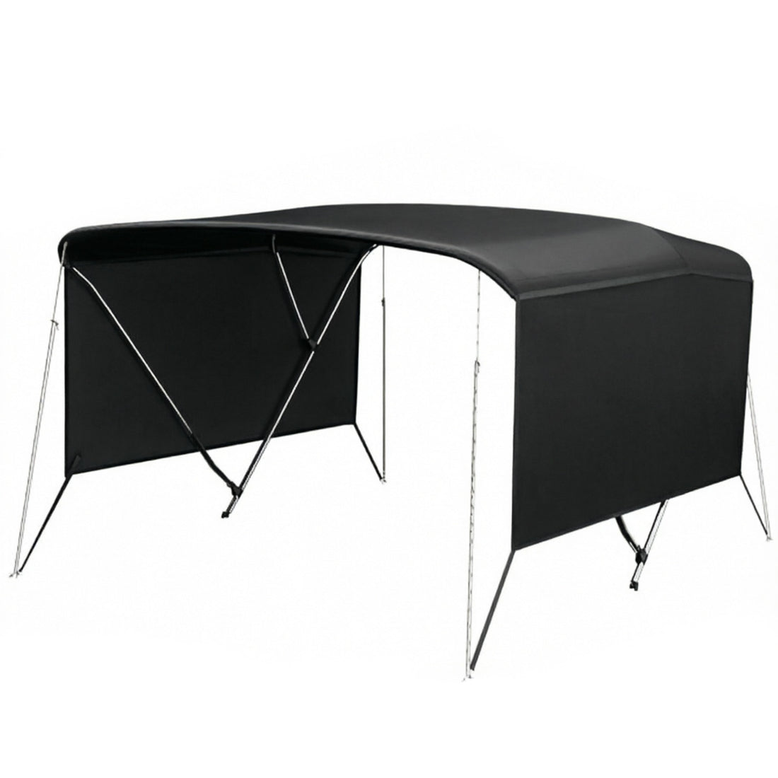 Garvee Bimini Top 3-Bogen, Abnehmbare Seiten, Verstellbar, Marine Canvas, UV-Schutz, Verstellbar 155–168 cm, Schwarz