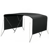 Garvee 3-Bogen-Bimini-Top-Bootsabdeckung, Abnehmbare Seiten, Verstellbar, Marine Canvas, UV-Schutz, Verstellbar 155–168 cm, Schwarz - Schwarz
