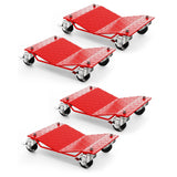 Garvee Auto-Rad Dolly Set 4 Stück – V-Form, 1500 lbs Tragkraft pro Rolle, Rot - Rot
