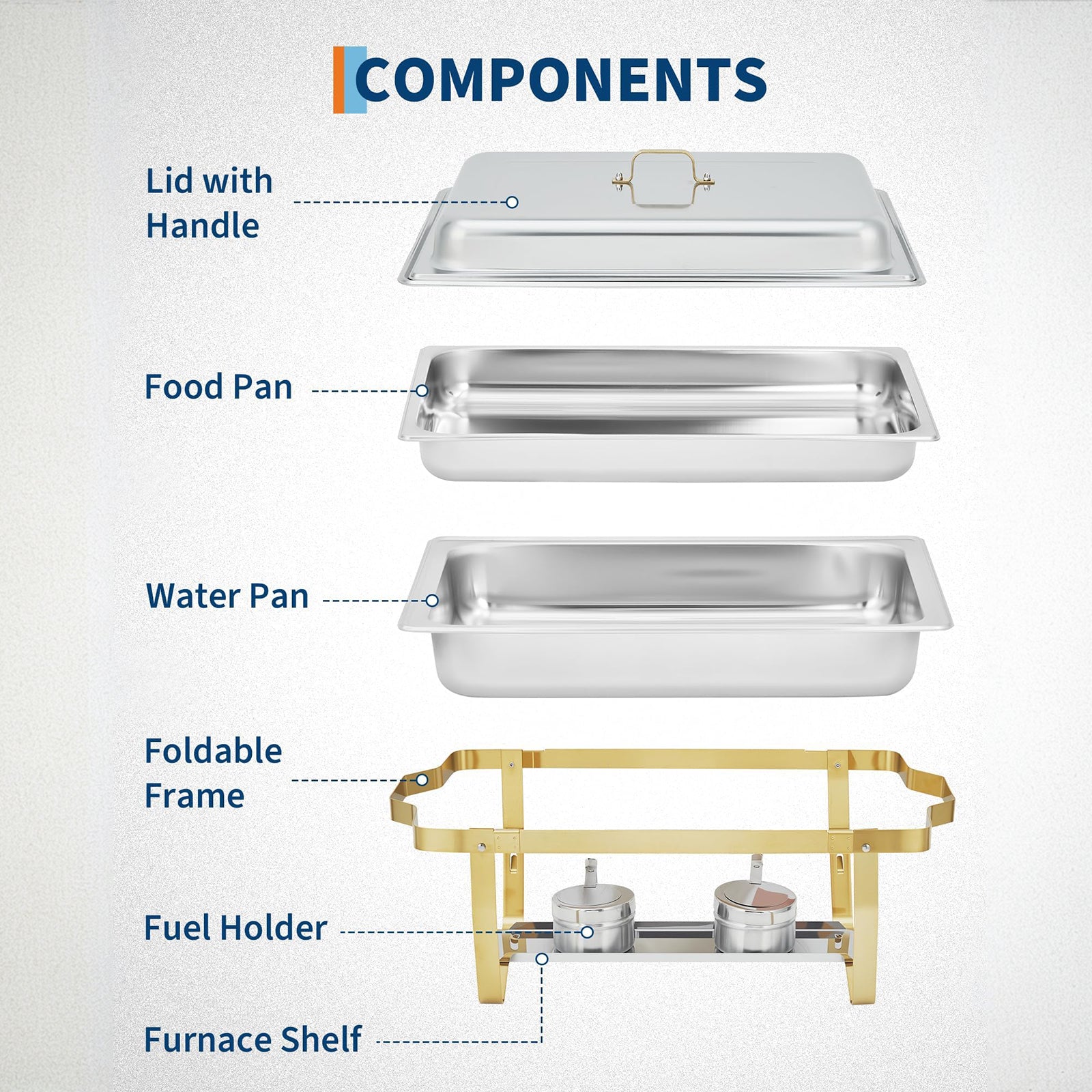 Garvee Chafing Dish 8QT Edelstahl Dual-Temperatur Warmhalteplatte Für Party Catering Buffet Hotel Restaurant Mit 6 Teilen Set