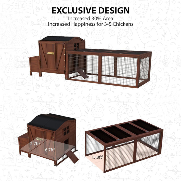 Geräumiger Hühnerstall mit Innenbereich und Auslauf