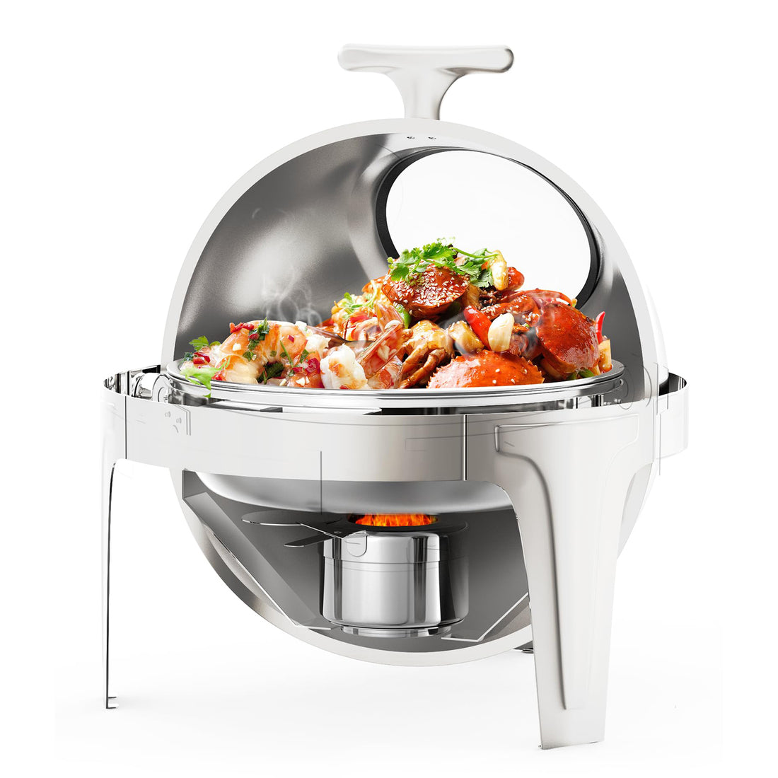 Garvee 6.3QT Edelstahl Buffet Heißhalter Roll-Off Deckel mit Sichtfenster für Partys Hochzeit Catering