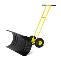 Garvee Schneeschieber mit Rädern 75×40 cm – Doppelstange, Stahlklinge, Verstellbarer Griff, Gummiräder