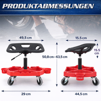 Garvee Mechaniker-Rollhocker – Höhenverstellbar (51-64 cm), 136 kg Tragkraft, mit verriegelbaren Rollen für Werkstatt & Garage