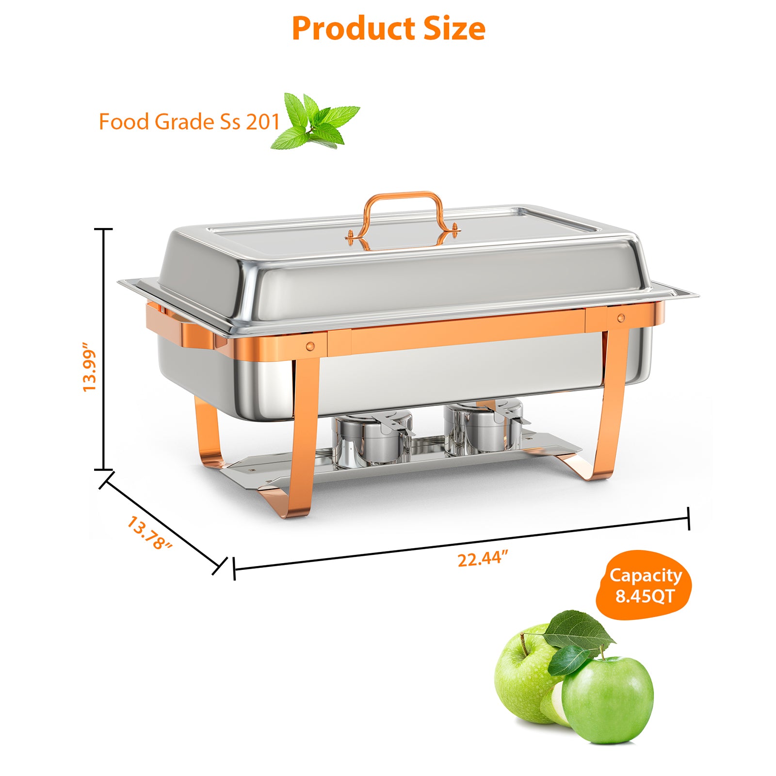 Garvee 4er Set Chafing Dish 8QT Edelstahl Rose Gold Warmhalteplatten Für Catering Hochzeit Buffet Hotel