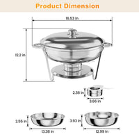 Garvee 4,7 L Edelstahl Chafing Dish Set, 4-teilig, Speisenwärmer für Catering & Buffets