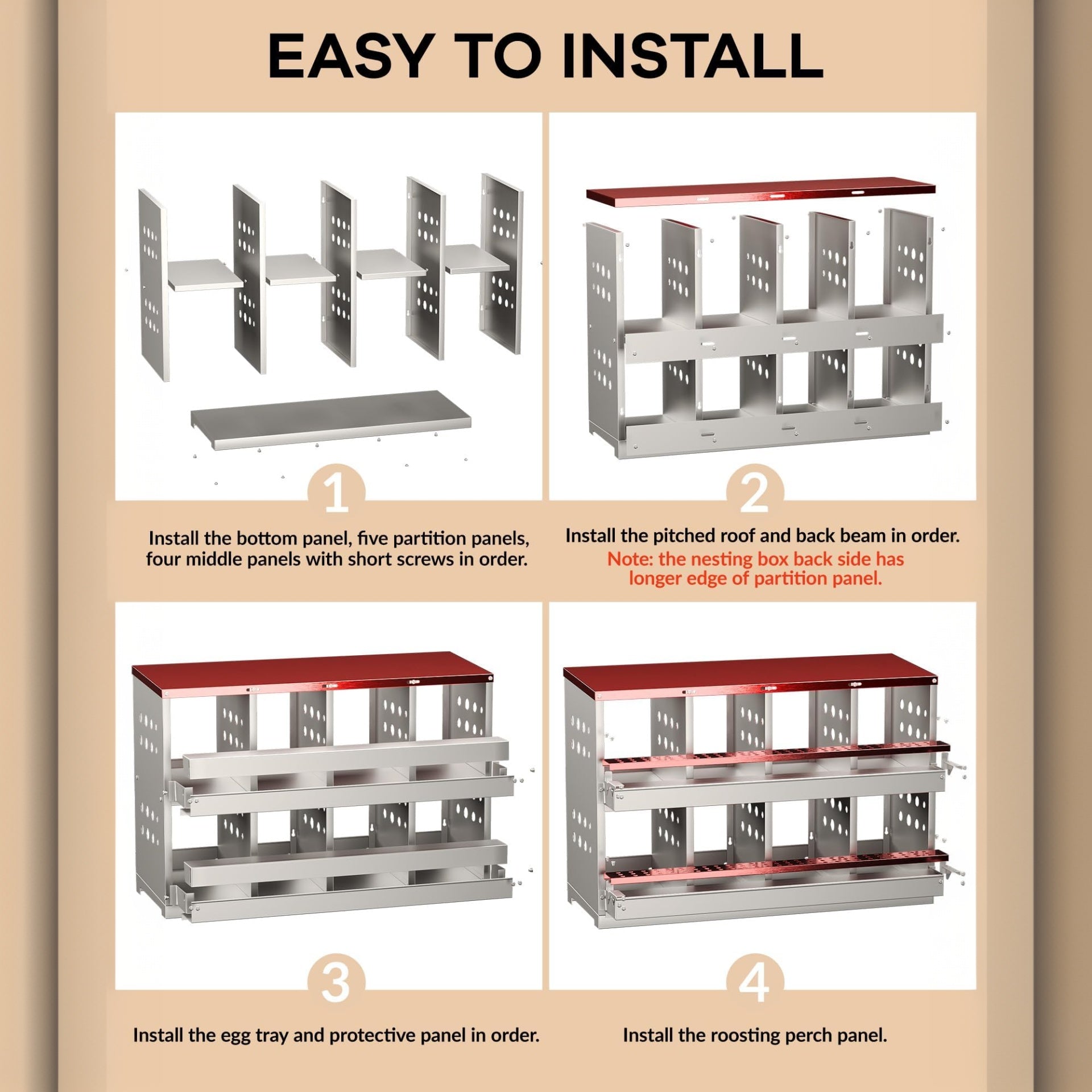 Garvee Metall-Nistkasten – Wasserdichter Hühnerstall mit 10 Fächern, Ideal für den Außenbereich