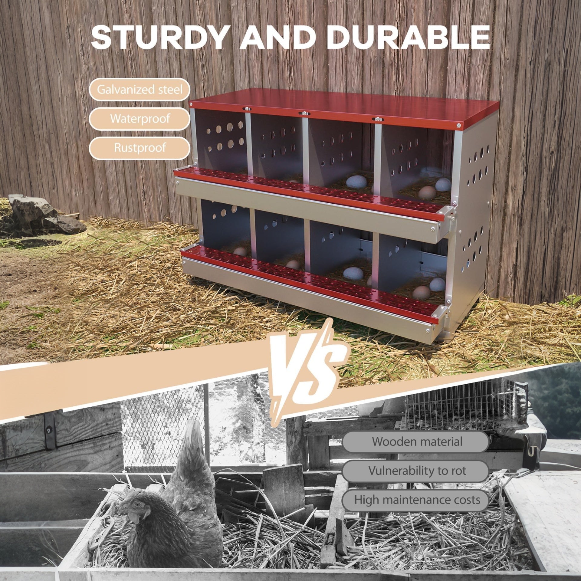 Garvee Metall-Nistkasten – Wasserdichter Hühnerstall mit 10 Fächern, Ideal für den Außenbereich