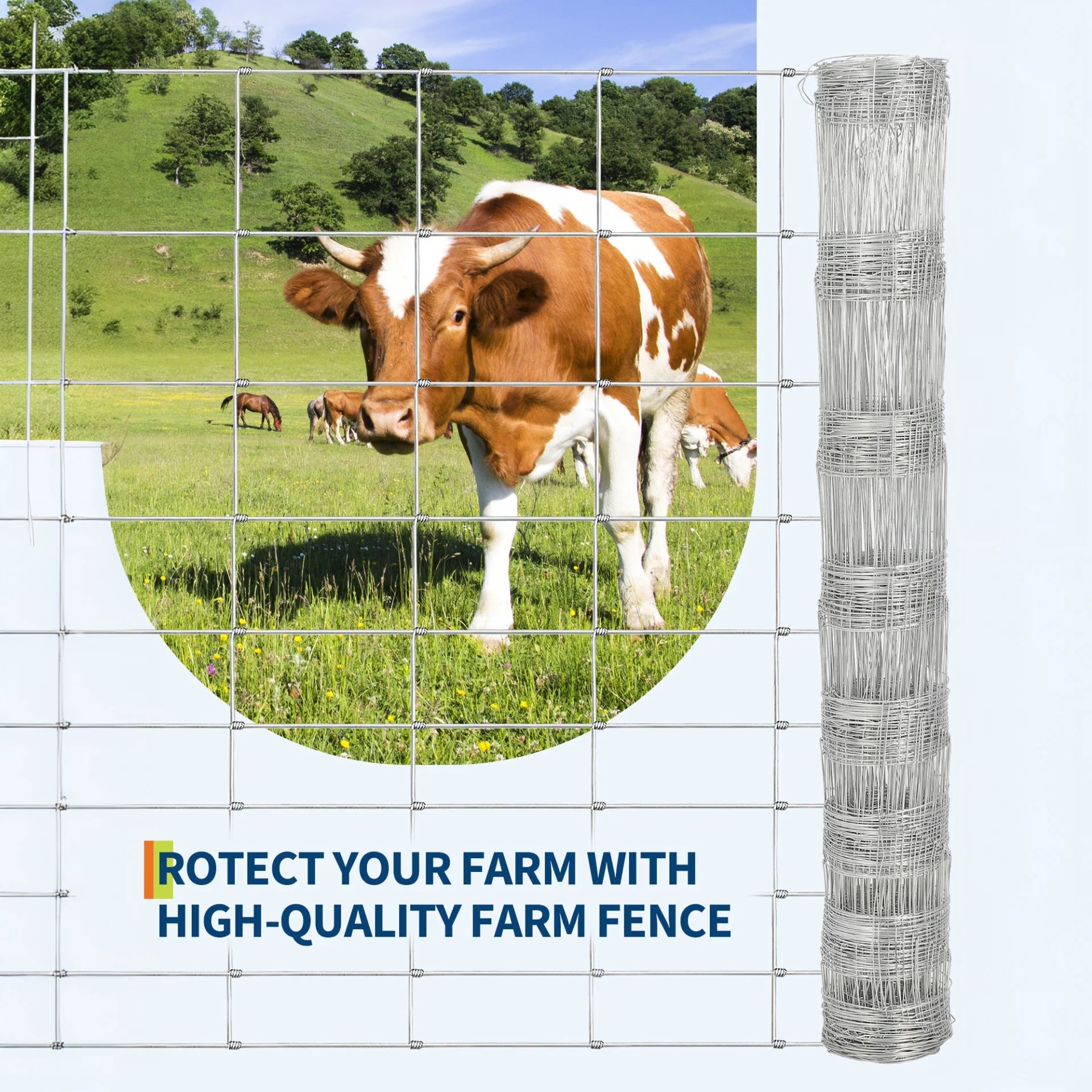Garvee Cattle Farm Fence Galvanized Wire 14GA Heavy Zinc Coating Durable Twisted Weave Gradient Mesh 5x328ft