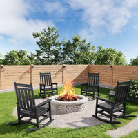 Garvee Adirondack Schaukelstuhl aus HDPE – Wetterfest, Ergonomisch, Hohe Rückenlehne, Schwarz, Für Garten & Terrasse