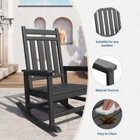 Garvee Adirondack Schaukelstuhl aus HDPE – Wetterfest, Ergonomisch, Hohe Rückenlehne, Schwarz, Für Garten & Terrasse