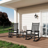 Garvee Adirondack Schaukelstuhl aus HDPE – Wetterfest, Ergonomisch, Hohe Rückenlehne, Schwarz, Für Garten & Terrasse