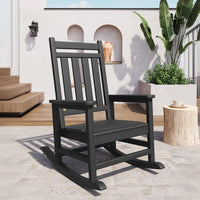 Garvee Adirondack Schaukelstuhl aus HDPE – Wetterfest, Ergonomisch, Hohe Rückenlehne, Schwarz, Für Garten & Terrasse