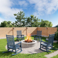 Garvee Adirondack Schaukelstuhl HDPE, Wetterfest, Ergonomisch, Hohe Rückenlehne, Für Garten, Navy Blau