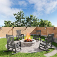 Garvee Adirondack Schaukelstuhl HDPE, Wetterfest, Ergonomisch, Hohe Rückenlehne, Für Garten, Grau