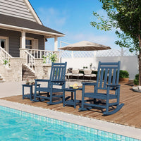 Garvee Adirondack Schaukelstuhl HDPE, Wetterfest, Ergonomisch, Hohe Rückenlehne, Für Garten, Navy Blau