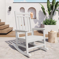 Garvee Adirondack Schaukelstuhl HDPE, Wetterfest, Ergonomisch, Hohe Rückenlehne, Für Garten, Weiß