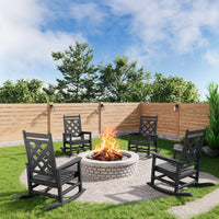 Garvee Outdoor Schaukelstuhl HDPE Holzoptik, 172 Kg Tragkraft, Ergonomisch, Wetterfest, Für Garten & Terrasse