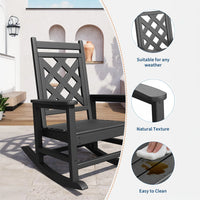 Garvee Outdoor Schaukelstuhl HDPE Holzoptik, 172 Kg Tragkraft, Ergonomisch, Wetterfest, Für Garten & Terrasse
