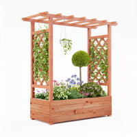 Garvee Hochbeet Mit Rankgitter & Dach, 109 × 43 × 112 cm, Tannenholz, Für Innen & Außen