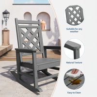 Garvee Outdoor Schaukelstuhl HDPE Holzoptik, 172 Kg Tragkraft, Ergonomisch, Wetterfest, Für Garten & Terrasse