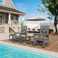 Garvee Outdoor Schaukelstuhl HDPE Holzoptik, 172 Kg Tragkraft, Ergonomisch, Wetterfest, Für Garten & Terrasse
