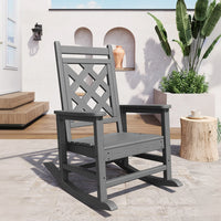 Garvee Outdoor Schaukelstuhl HDPE Holzoptik, 172 Kg Tragkraft, Ergonomisch, Wetterfest, Für Garten & Terrasse