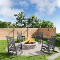 Garvee Outdoor Schaukelstuhl HDPE Holzoptik, 172 Kg Tragkraft, Ergonomisch, Wetterfest, Für Garten & Terrasse