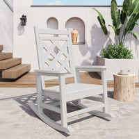 Garvee Outdoor Schaukelstuhl HDPE Holzoptik, 172 Kg Tragkraft, Ergonomisch, Wetterfest, Für Garten & Terrasse