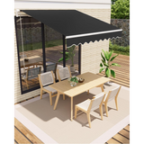 Garvee Markise 3.5 x 2.5 m, Aluminiumrahmen, Wasserdicht, UV-Schutz, Für Terrasse & Balkon, Schwarz - Schwarz