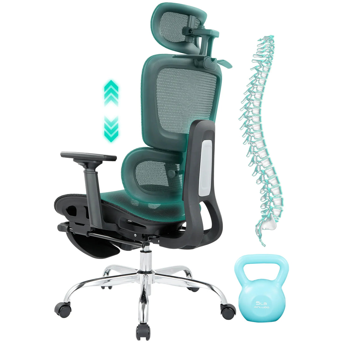 Garvee Bürostuhl Mesh, Ergonomisch, Mit Lendenstütze, Verstellbar, Für Büro & Homeoffice, Schwarz
