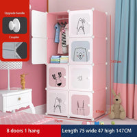 Garvee Modularer Kinderkleiderschrank DIY, Platzsparend, Robust, Rosa, Für Schlafzimmer & Flur