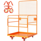 Garvee Sicherheitskäfig für Gabelstapler 1000 kg - Klappbarer und verzinkter Arbeitskorb für industrielle Wartung und Lagerhaltung, Orange