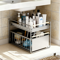 Garvee 2-Etagen-Schubladenorganizer, 39x28x40cm, Silber – Platzsparendes Aufbewahrungssystem für Küche & Bad