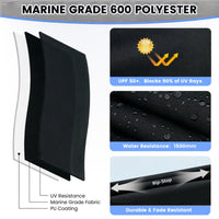 Garvee 3-Bogen-Bimini-Top-Bootsabdeckung, Abnehmbare Seiten, Verstellbar, Marine Canvas, UV-Schutz, Verstellbar 137–152 cm, Schwarz